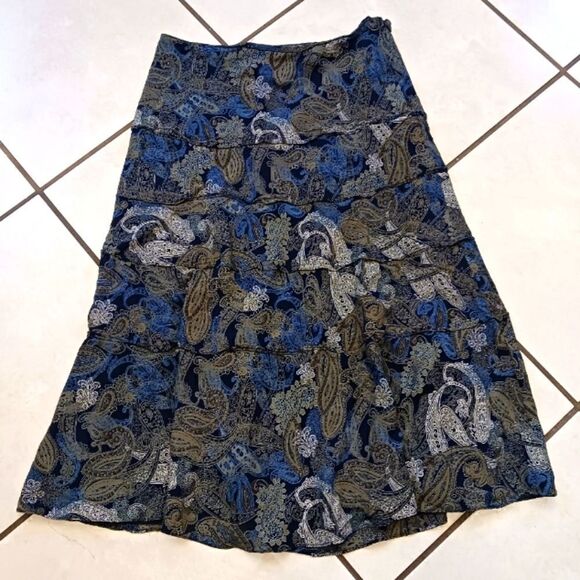 Jones New York Silk Paisley Tiered Skirt - Picture 2 of 11